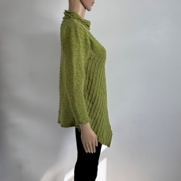 HABITAT 100% Cotton Asymmetric Hem Tunic Sweater Artsy Fairy Boho Green Size M - Picture 3 of 10